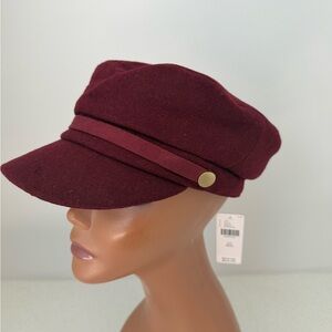 Anthropologie Deep Red Women's Hat with Gold Detail